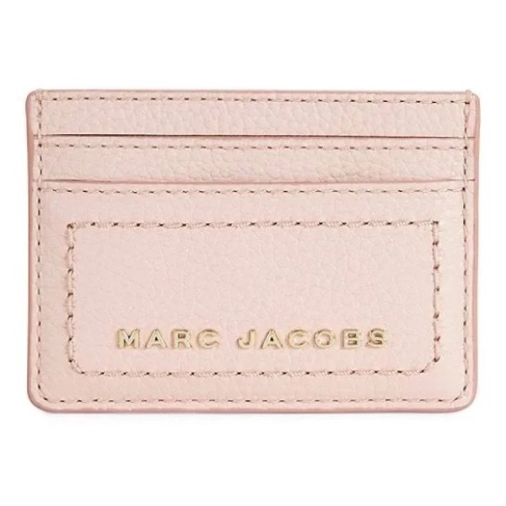 New MARC JACOBS Leather Card Holder Peach /Pink Gold Tone Hardware Slim Wallet - Picture 7 of 7